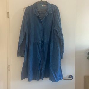 asos curve denim smock shirt dress - medium wash